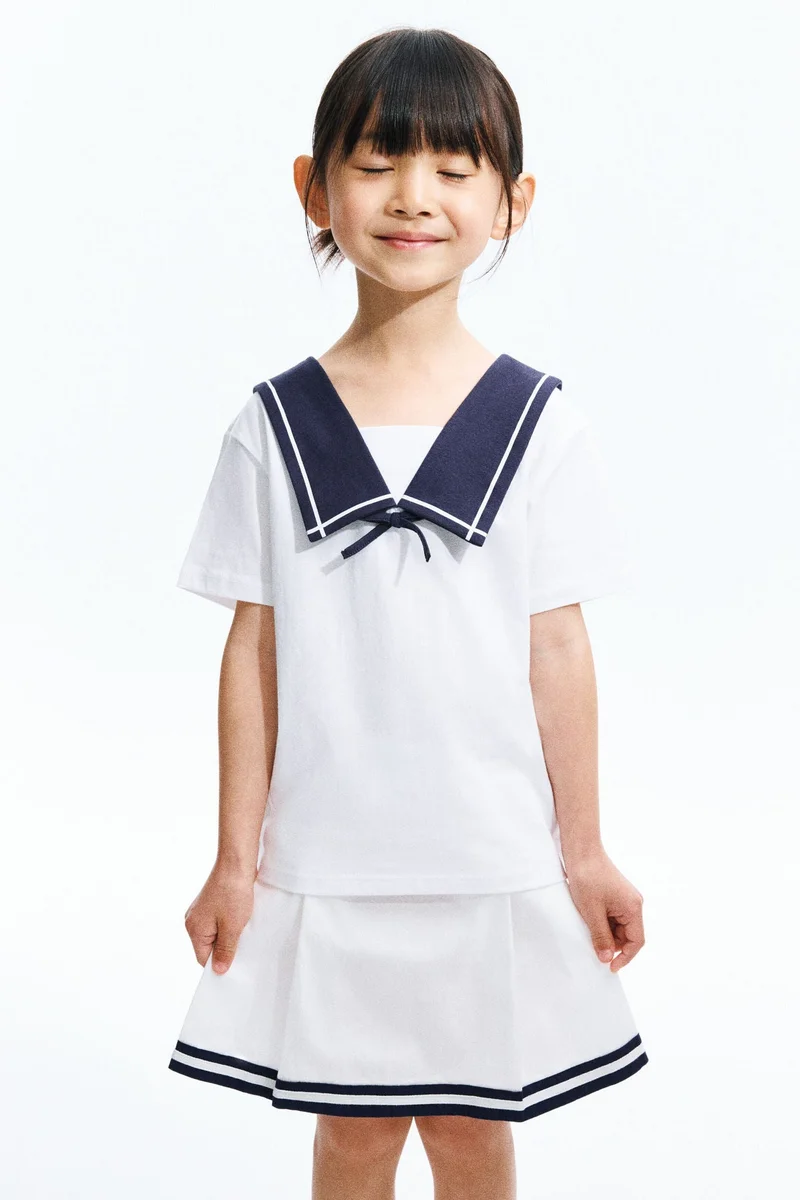 H&M Sailor-collared cotton T-shirt