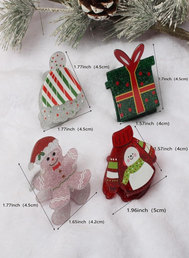 Cuizhiyu Christmas Hair Claw Clips for Girls Christmas Red Green Hair Clips Cute Snowman Hair Clip Christmas Hair Accessories for Women Pack of 4 - Image 4