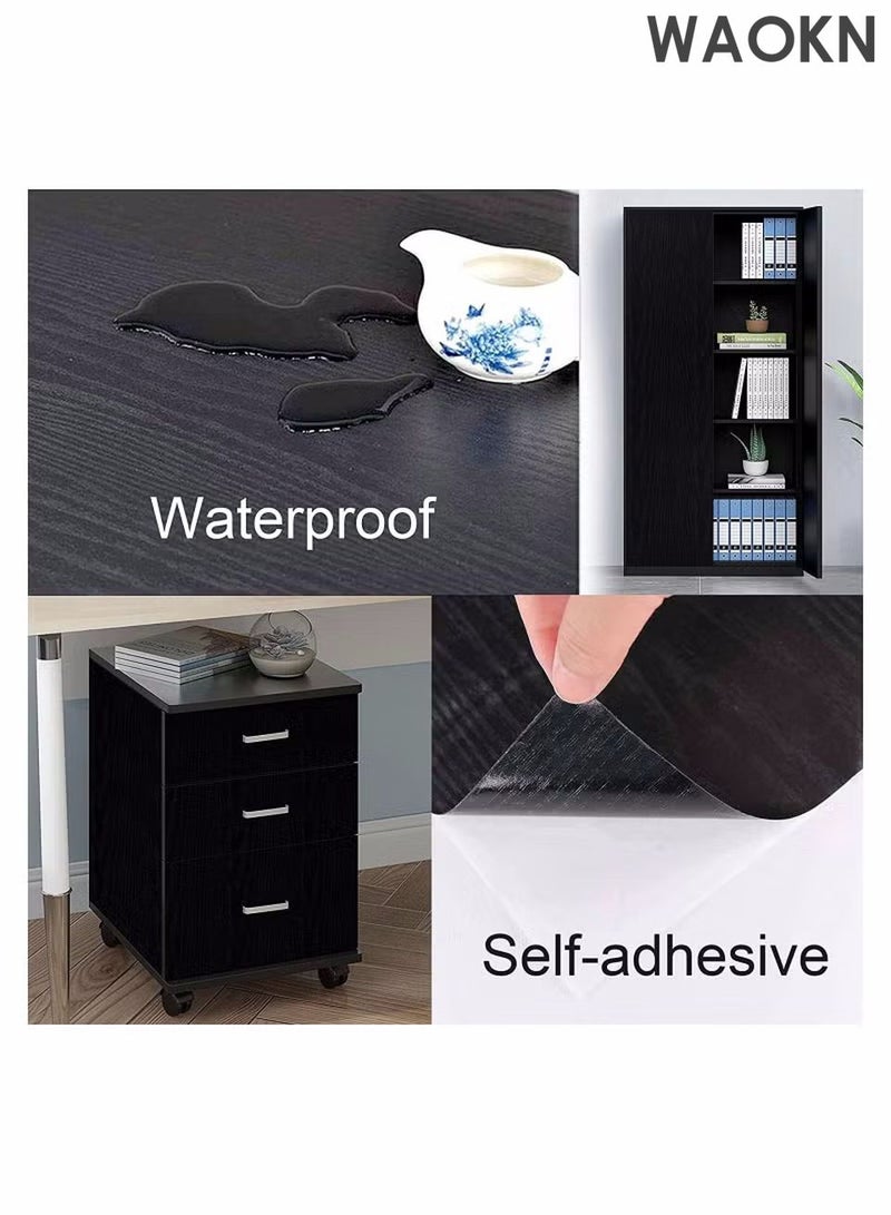 WAOKN Wood Wallpaper Self Adhesive Furniture Sticker Peel and Waterproof  White Self-Adhesive Waterproof Thickened Wallpaper Sticker Wall Covering Proof Sound Insulation Wallboard for Countertop Bedroom Shelf Table - Image 5