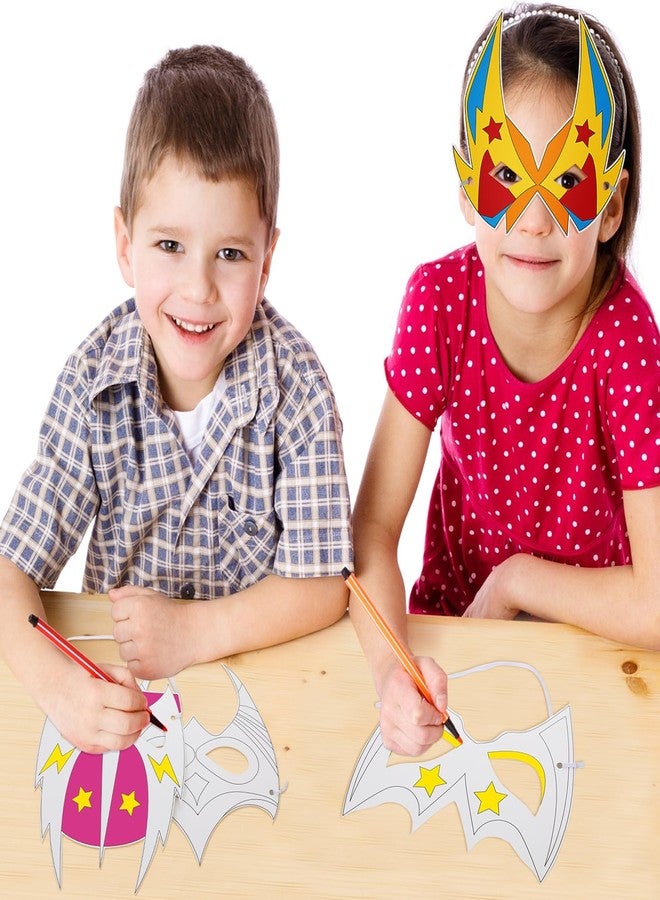 Sosation 144 Pcs Color Your Own Hero Masks DIY Paper Hero Masks Craft Blank Graffiti Favor Gift with Ropes for Kids Holiday Birthday Party Supplies - Image 5