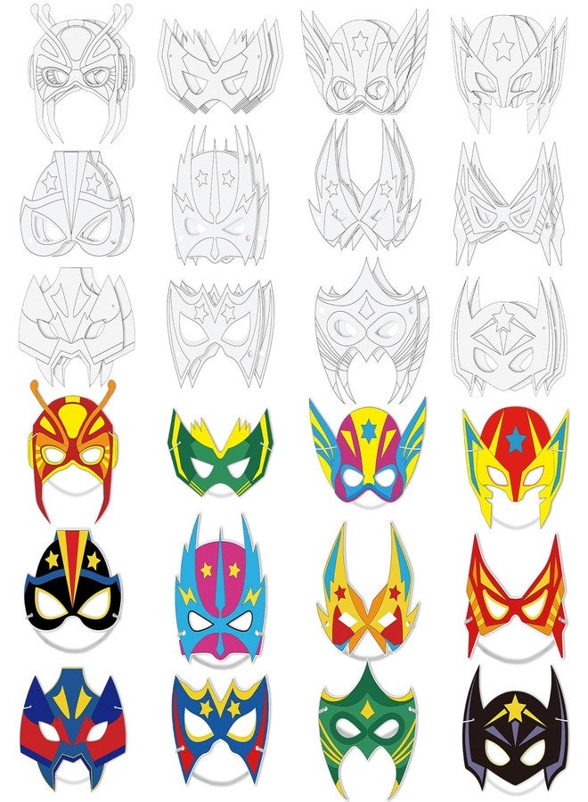 Sosation 144 Pcs Color Your Own Hero Masks DIY Paper Hero Masks Craft Blank Graffiti Favor Gift with Ropes for Kids Holiday Birthday Party Supplies - Image 1