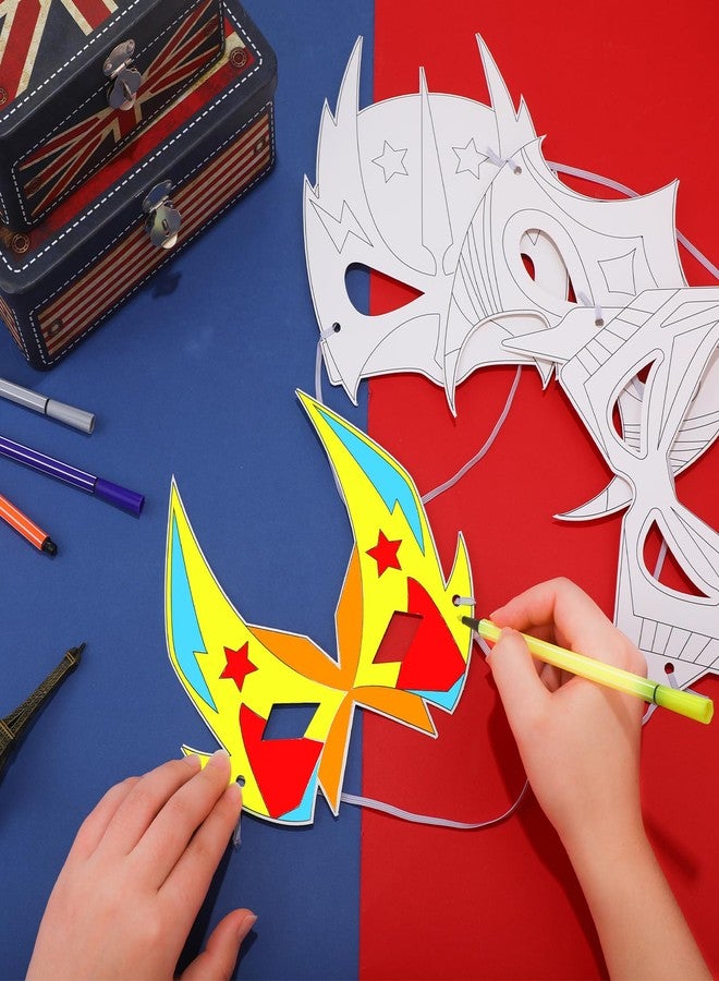 Sosation 144 Pcs Color Your Own Hero Masks DIY Paper Hero Masks Craft Blank Graffiti Favor Gift with Ropes for Kids Holiday Birthday Party Supplies - Image 4