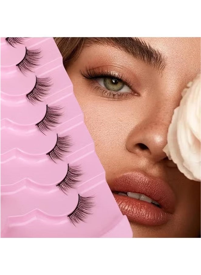 Half Lashes Natural Look Wispy Soft Strip Mink Eyelashes Cat Eye 3D Curl Short False Lashes 7 Pairs - Image 2