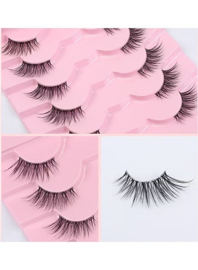 Half Lashes Natural Look Wispy Soft Strip Mink Eyelashes Cat Eye 3D Curl Short False Lashes 7 Pairs - Image 4