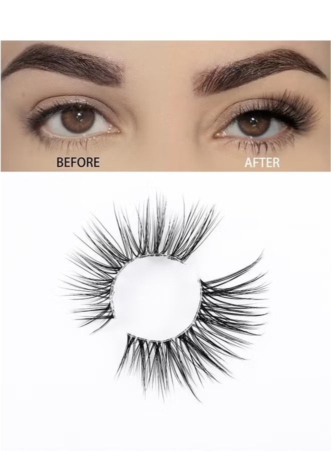 Half Lashes Natural Look Wispy Soft Strip Mink Eyelashes Cat Eye 3D Curl Short False Lashes 7 Pairs - Image 3