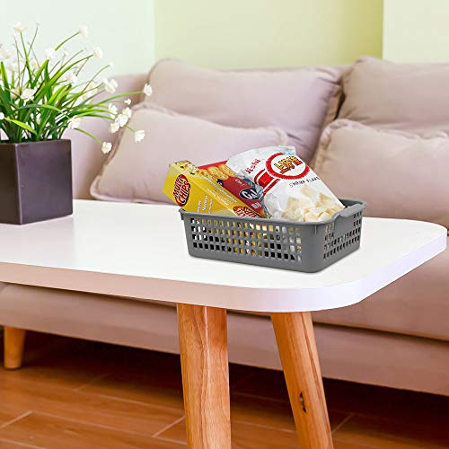Ggbin 6 Pack Plastic Storage Baskets, Desktop Organizer Basket Bin, Grey Shelf Storage Basket - Image 5