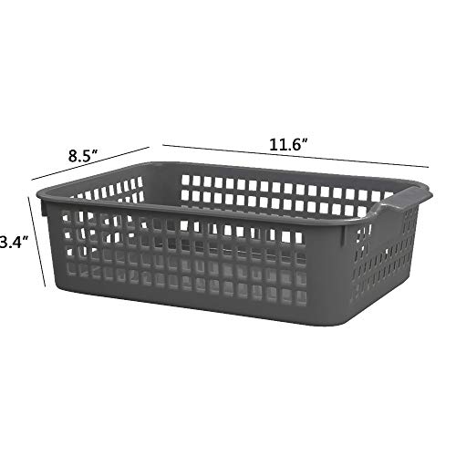 Ggbin 6 Pack Plastic Storage Baskets, Desktop Organizer Basket Bin, Grey Shelf Storage Basket - Image 2