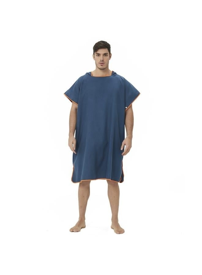 Wetsuit Changing Bath Robe, Quick Dry Pool Swim Beach Towel with Hood- Towel Poncho Adult with Hood, Changing Poncho Towel, Microfiber Wearable Cover Up for Surfing Beach Swim - Absorbent Changing Towel (Navy Blue)110*90CM  - Image 3