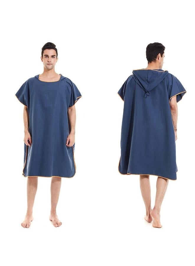 Wetsuit Changing Bath Robe, Quick Dry Pool Swim Beach Towel with Hood- Towel Poncho Adult with Hood, Changing Poncho Towel, Microfiber Wearable Cover Up for Surfing Beach Swim - Absorbent Changing Towel (Navy Blue)110*90CM  - Image 2