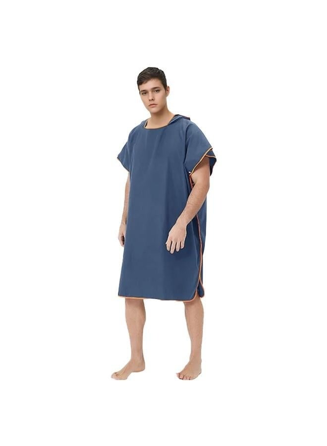Wetsuit Changing Bath Robe, Quick Dry Pool Swim Beach Towel with Hood- Towel Poncho Adult with Hood, Changing Poncho Towel, Microfiber Wearable Cover Up for Surfing Beach Swim - Absorbent Changing Towel (Navy Blue)110*90CM  - Image 5