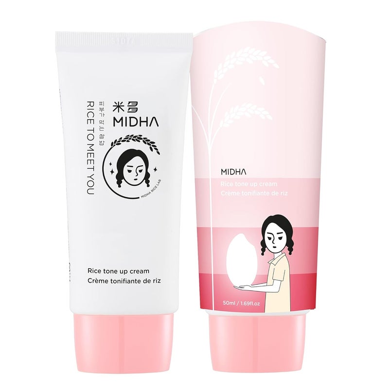 MIDHA MIDHA Rice Tone Up Cream  instantly brightening and toning cream 70 Rice Bran water Instant natural coverage skin imperfection coverage Vegan 