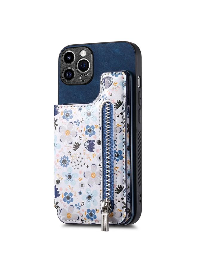 S-TOP Case For iPhone 13 Pro Max Retro Painted Zipper Wallet Back Phone Case - Image 1