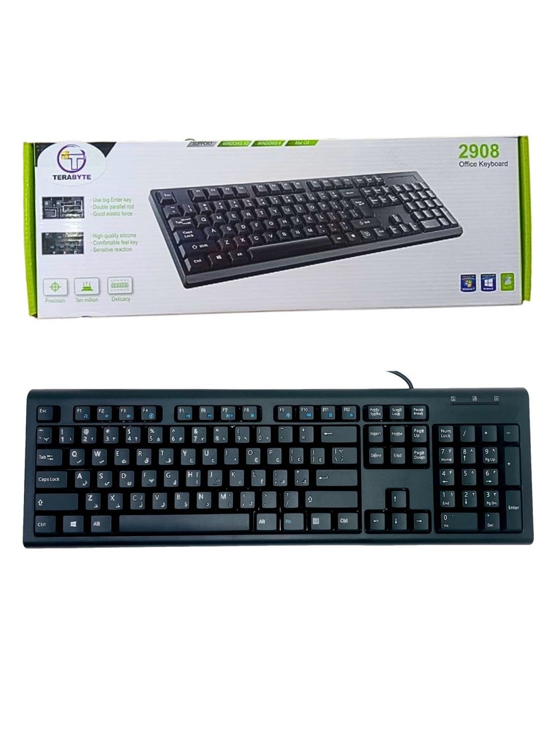 Terabyte لوحة مفاتيح مكتبية سلكية 2908 سوداء - Image 1