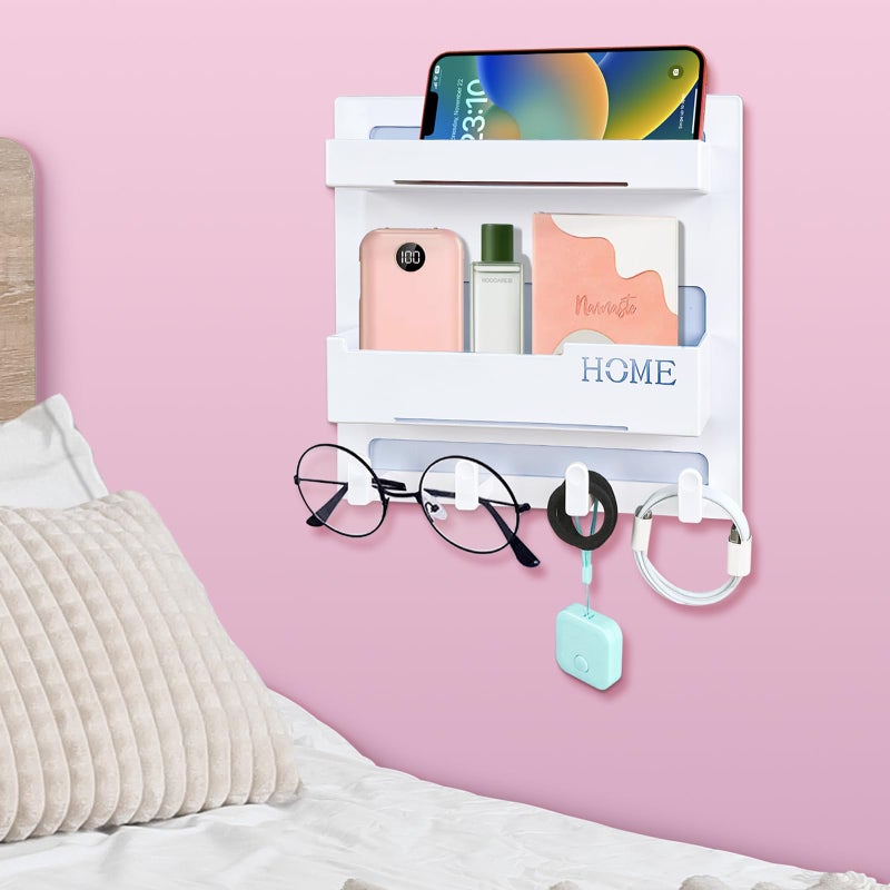 CHENYAOAI Bedside Shelf Accessories Organizer, Wall Mount Self Stick On, Cute Room Decor Aesthetic, Girls Room Decor, Cool Stuff for Bedroom Storage and Organization - Image 1