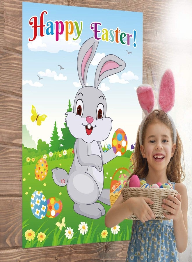FEPITO Easter Game for Kids, Pin The Tail on The Bunny, Pin The Egg on The Bunny with 24 Tails, 24 Easter Eggs Stickers for Easter Party Decorations, Easter Egg Hunt Activities - Image 5