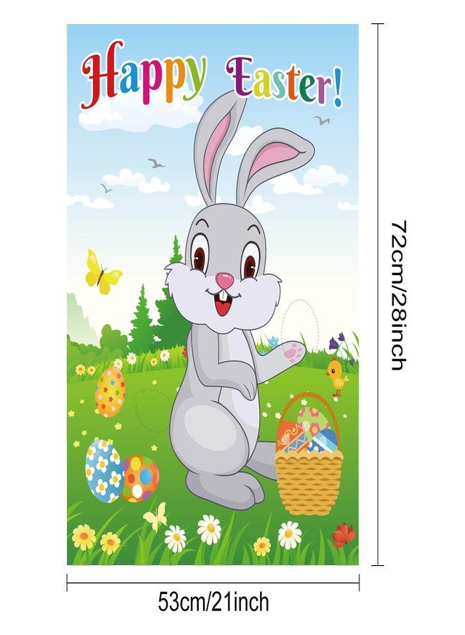 FEPITO Easter Game for Kids, Pin The Tail on The Bunny, Pin The Egg on The Bunny with 24 Tails, 24 Easter Eggs Stickers for Easter Party Decorations, Easter Egg Hunt Activities - Image 2