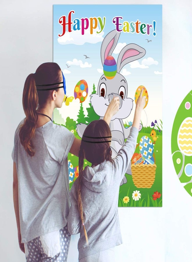 FEPITO Easter Game for Kids, Pin The Tail on The Bunny, Pin The Egg on The Bunny with 24 Tails, 24 Easter Eggs Stickers for Easter Party Decorations, Easter Egg Hunt Activities - Image 4