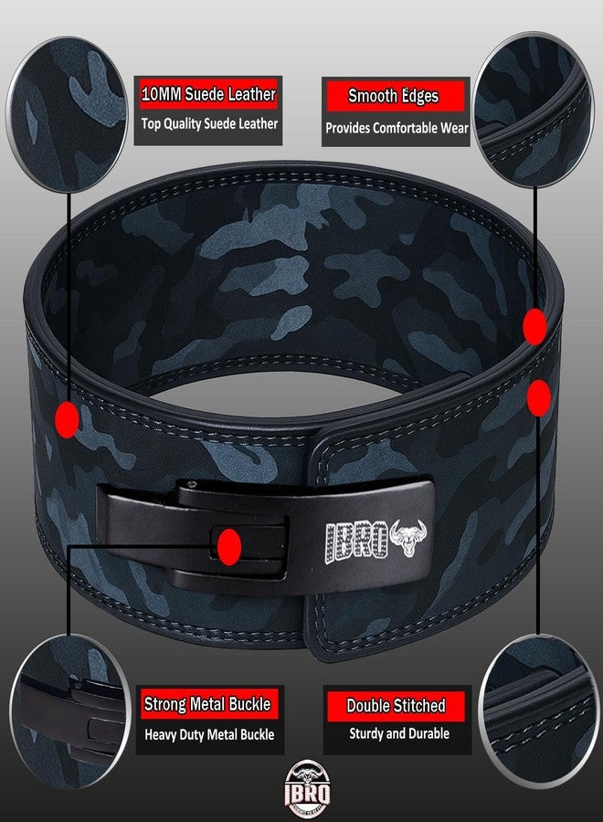 IBRO Powerlifting Lever Gym Belt - Power 10MM Extreme Heavy Duty Genuine Leather Belts - Squats Deadlifts Bodybuilding Weight Lifting IPF Power Lifting Strongman for Men 10mm Black Camo L - Image 2