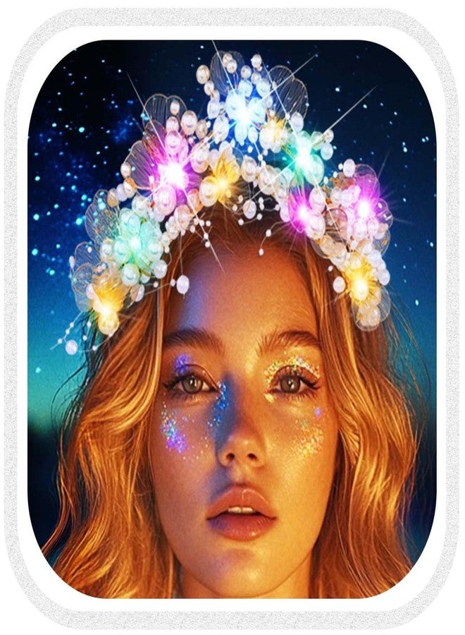 Kilshye Light Up Pearl Wedding Crowns and Tiaras Gold Flower Bridal Headband Prom Headpiece for Women - Image 1