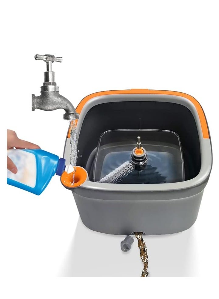 Generic - 360 Degree Rotating Mop and Bucket Flat Design Self-Separating Mop Set with 2 Microfiber Pads and Extendable Handle Perfect for Cleaning All Kinds of Floors - Image 1
