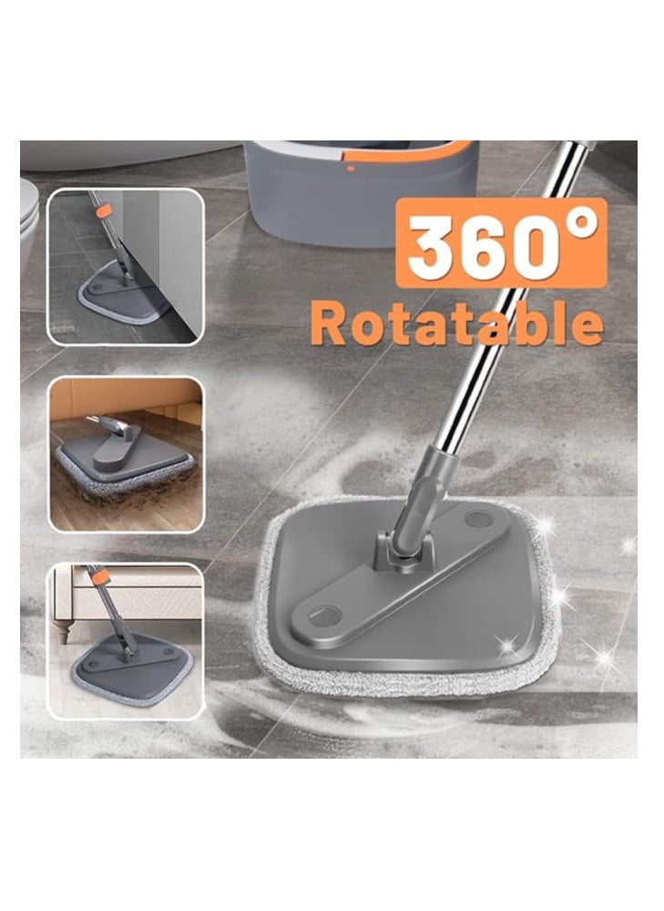 Generic - 360 Degree Rotating Mop and Bucket Flat Design Self-Separating Mop Set with 2 Microfiber Pads and Extendable Handle Perfect for Cleaning All Kinds of Floors - Image 1