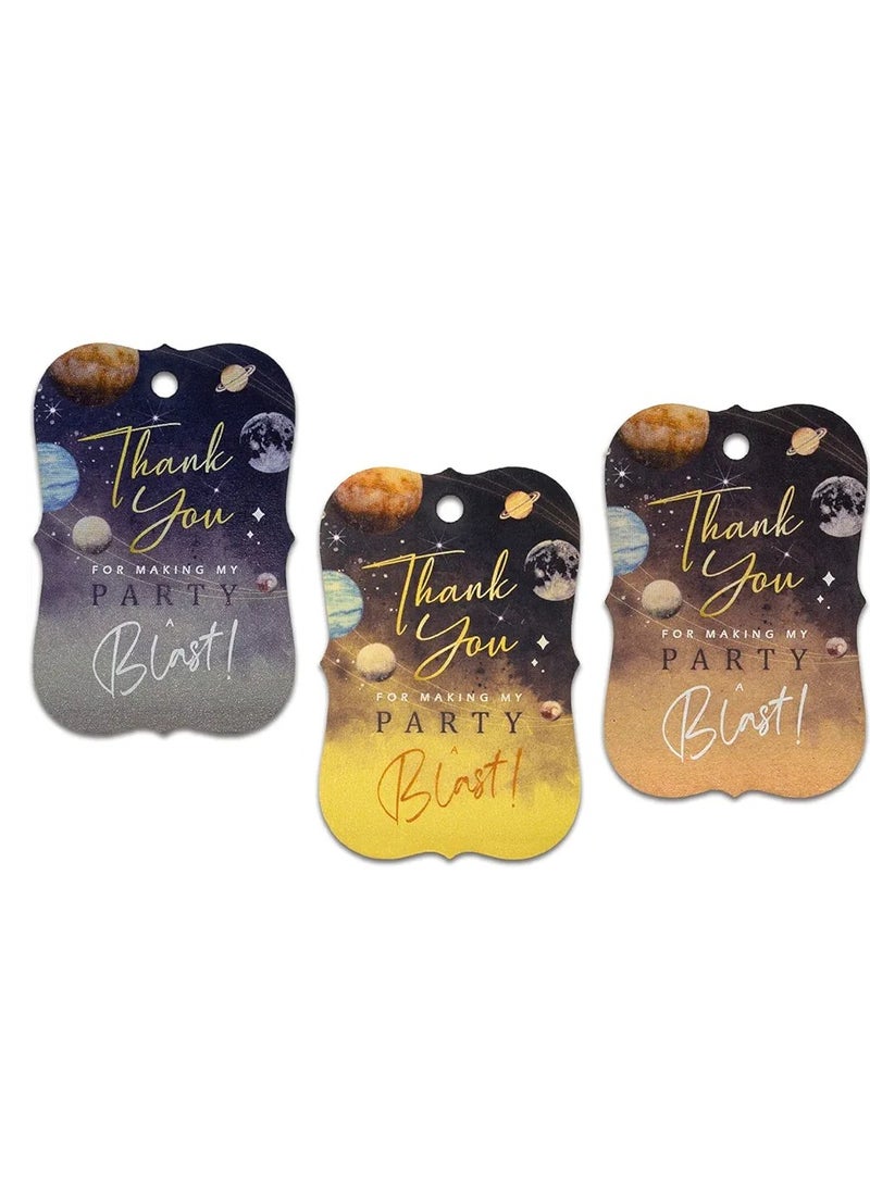 50 pcs Thank You for Making My Party a Blast Milky Way Outer Space Galaxy Planets Gift paper cardsTags - Image 1