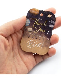 Generic 50 pcs Thank You for Making My Party a Blast Milky Way Outer Space Galaxy Planets Gift paper cardsTags  - Image 2