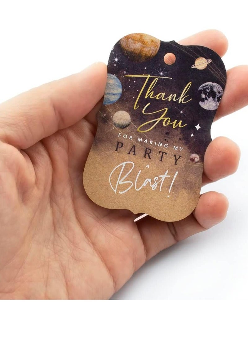 50 pcs Thank You for Making My Party a Blast Milky Way Outer Space Galaxy Planets Gift paper cardsTags - Image 2