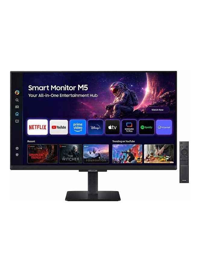 27 inch Smart Monitor M5 FHD, (Work & Entertainment) Smart TV Apps, Knox Security, Gaming Hub, Adaptive Sound, Screen Mirroring, Eye Saver Mode LS27FM500EMXUE Black