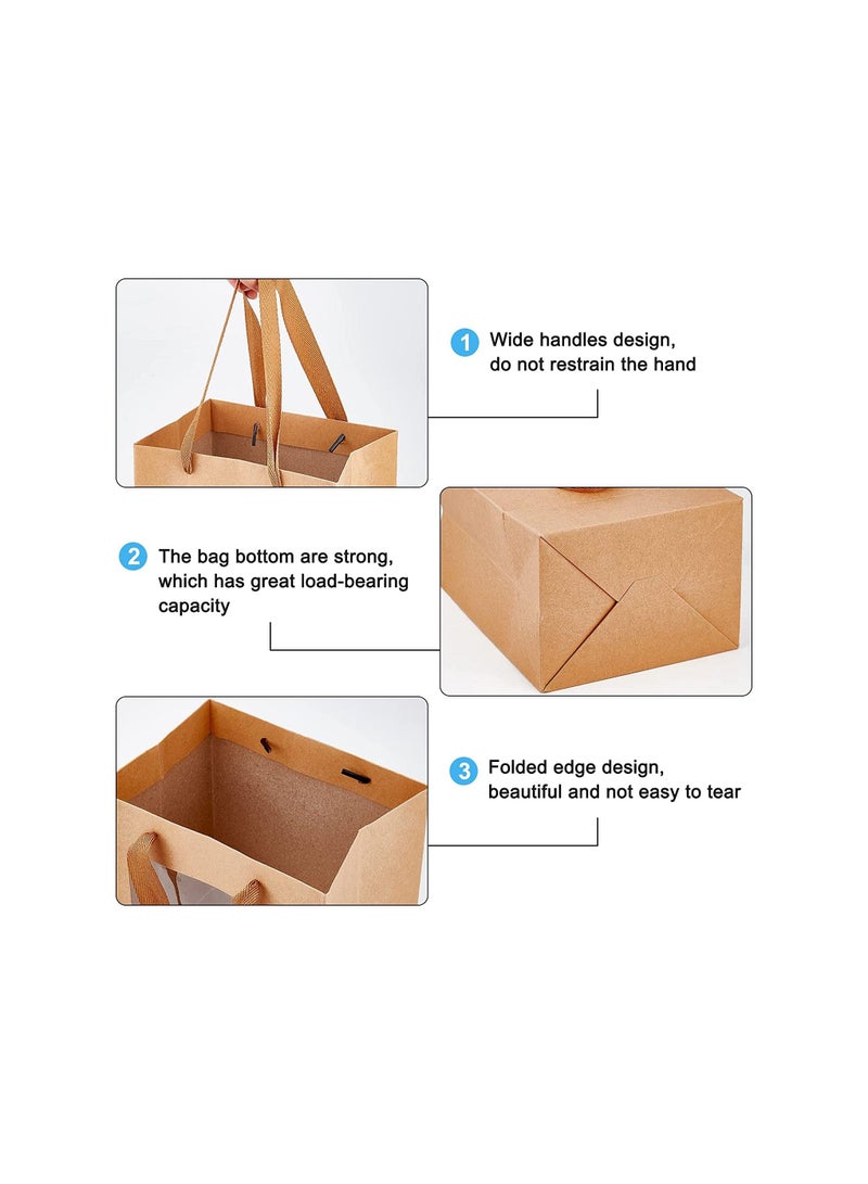 Gift Bags with  18x14x7cm , 12pcs Tote Paper Bags with Transparent clear  Window Brown Gift Bags with Handles Bulk Wedding Party Bags - Image 3