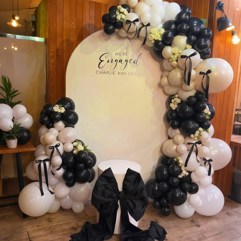 Govpy Black White Gold Balloon Garland Kit, 115Pc Beige Sand Black Cream Metallic Gold Balloon Arch Explosion Star Foil Balloons for Girls Women Birthday Bachelorette Graduation Coquette Party Decoration - Image 3