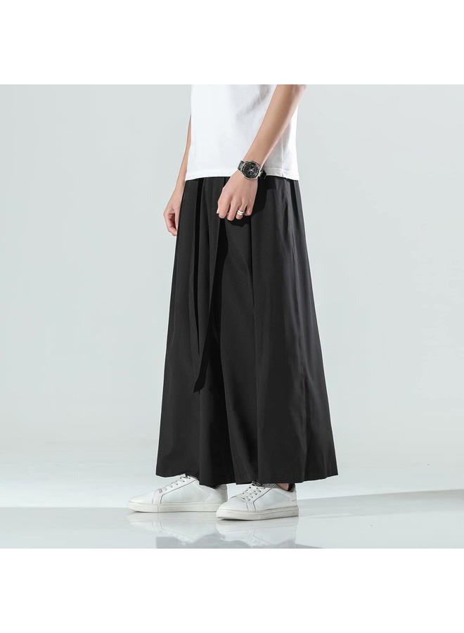 Seidarise Men's Wide Leg Casual Harem Linen Japanese Yoga Harem Pants Hip hop Joggers Baggy, 75black, L - Image 2