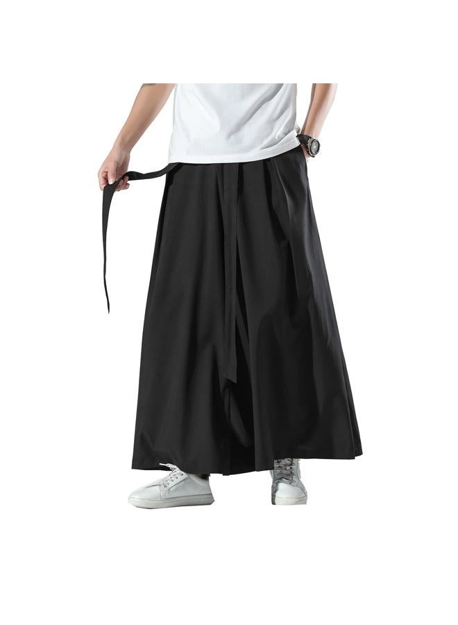 Seidarise Men's Wide Leg Casual Harem Linen Japanese Yoga Harem Pants Hip hop Joggers Baggy, 75black, L - Image 1