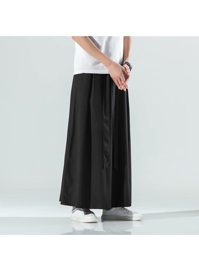 Seidarise Men's Wide Leg Casual Harem Linen Japanese Yoga Harem Pants Hip hop Joggers Baggy, 75black, L - Image 3