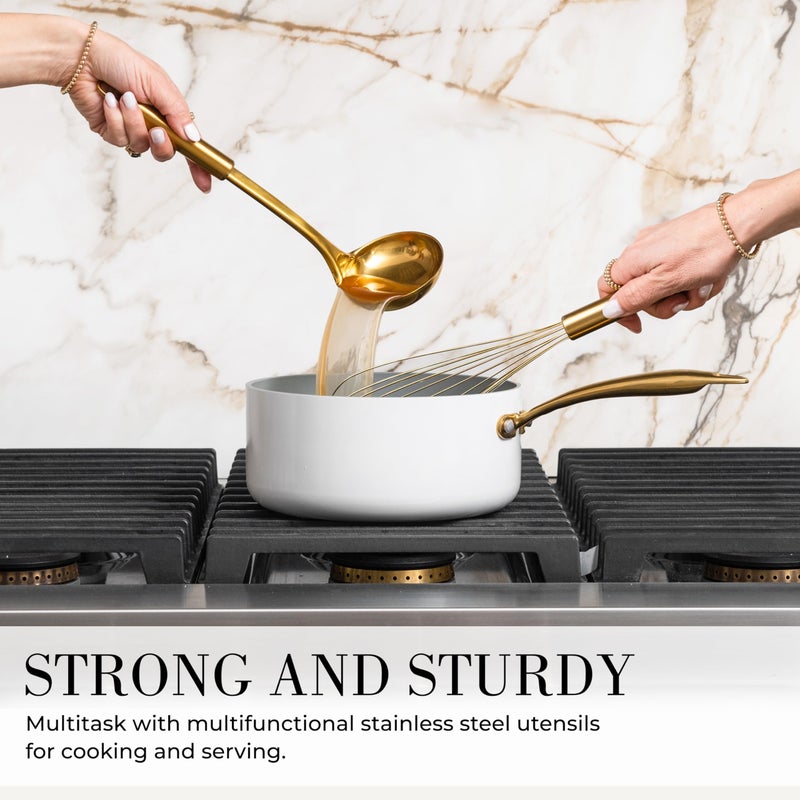 styled settings Black and Gold Kitchen Utensils Set - 7-Piece Silicone Cooking Tools with Gold Utensil Holder for Nonstick Cookware and Modern Kitchens - Stylish Luxury Kitchen Accessories - Image 5