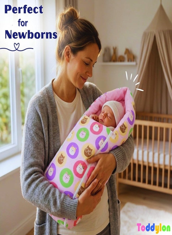 Toddylon Baby Bedding Set for New Born | 3-Piece Soft Cotton Baby Bed with Mosquito Net & Carry Bag | Lightweight Newborn Baby Essentials Gift Combo for Unisex Babies (Pink, 0–6 Months) - Image 3