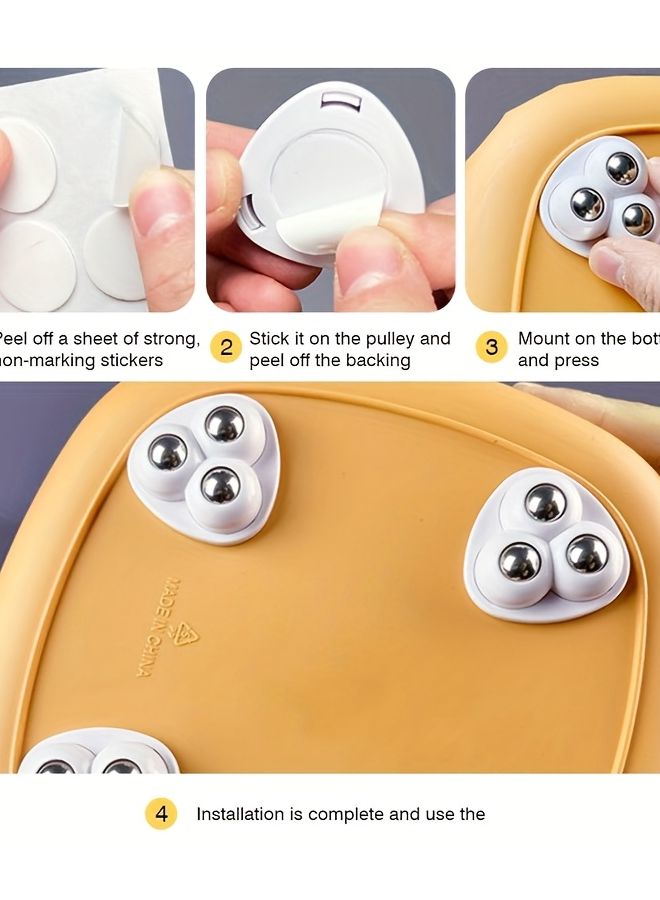 20 White Heavy Duty Mini Roller Wheels 360 Rotating Base No Drilling Installation - Image 5