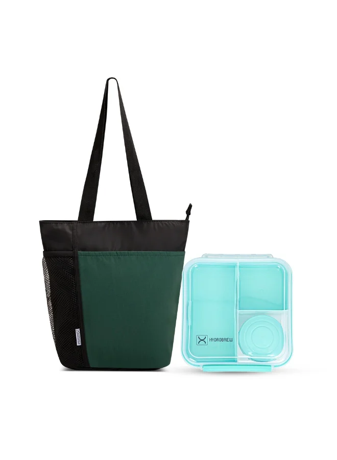 Hydrobrew HYDROBREW 3/4/5 Convertible 1250ml Bento Lunch Box w/ Lunch Bag - Green