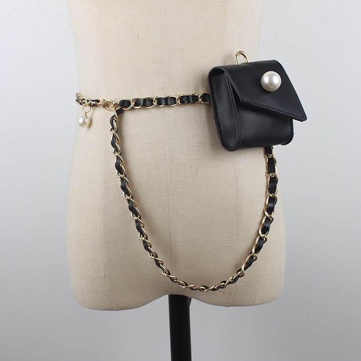 Ins Internet Celebrity Same Style Woven Belt Waist Chain Headset Waist Bag Women'S Mini Crossbody Bag Women'S 2021 New Fashionable - Image 2