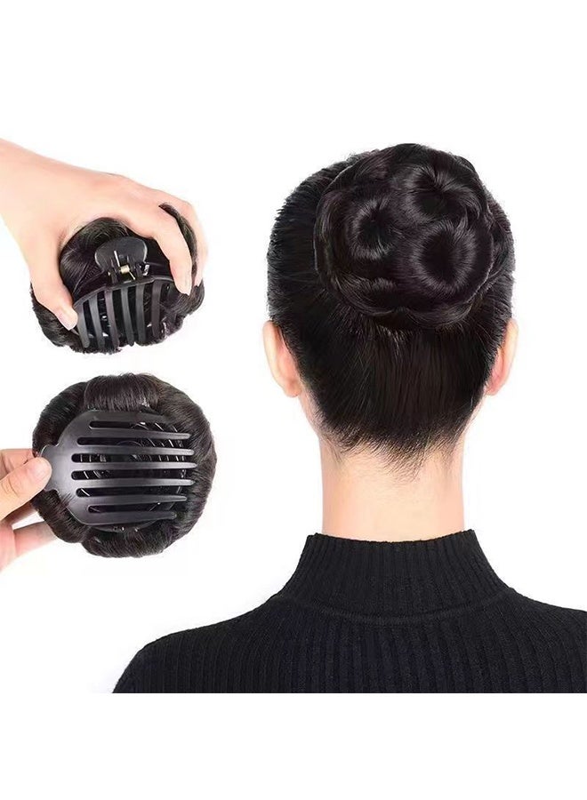 Hair Buns Hair Pieces for Women Fake Hair Bun Extension Hairs Chignon Pony Tail Bun Artificial Synthetic Hair Extension Women's Hairpiece messy bun hair piece (Natural Black) - Image 2