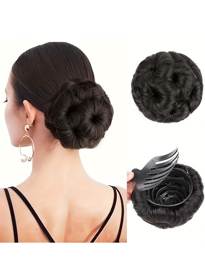 Hair Buns Hair Pieces for Women Fake Hair Bun Extension Hairs Chignon Pony Tail Bun Artificial Synthetic Hair Extension Women's Hairpiece messy bun hair piece (Natural Black) - Image 1