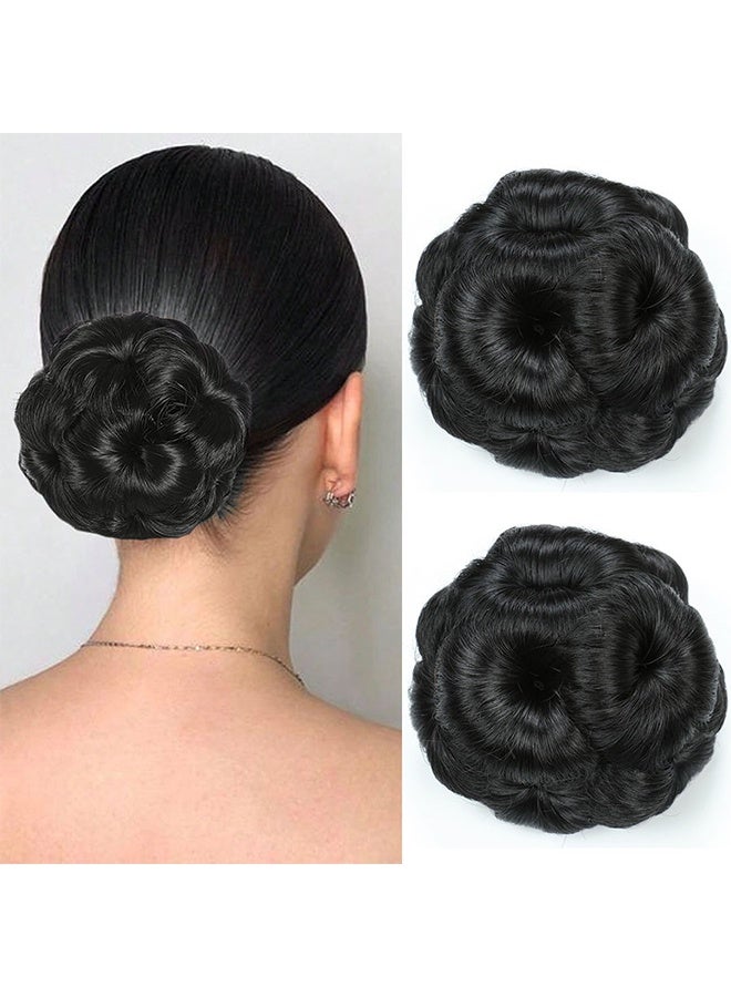 Hair Buns Hair Pieces for Women Fake Hair Bun Extension Hairs Chignon Pony Tail Bun Artificial Synthetic Hair Extension Women's Hairpiece messy bun hair piece (Natural Black) - Image 3