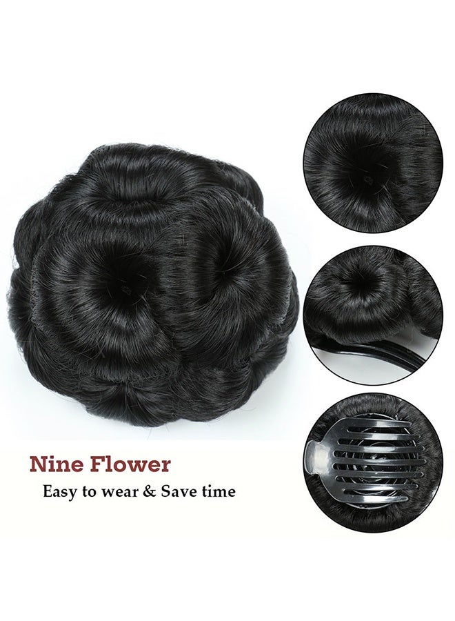 Hair Buns Hair Pieces for Women Fake Hair Bun Extension Hairs Chignon Pony Tail Bun Artificial Synthetic Hair Extension Women's Hairpiece messy bun hair piece (Natural Black) - Image 4