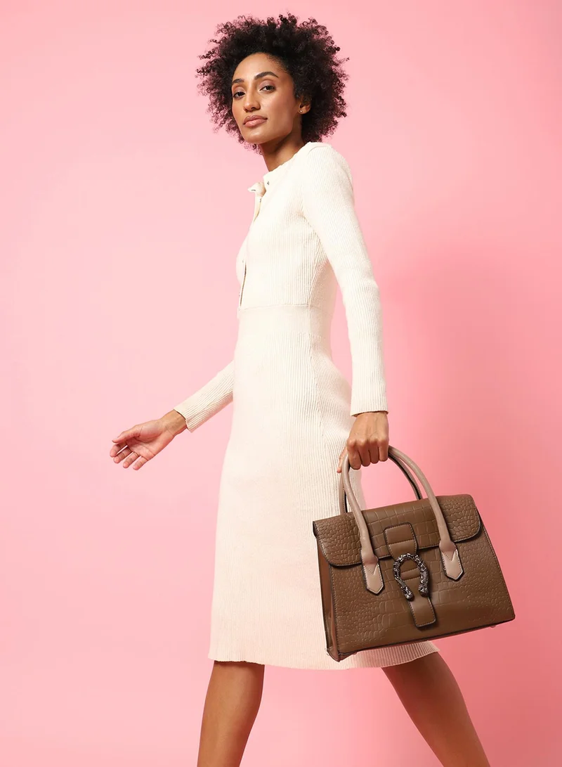 صوص هاوت طقم حقائب يد جلدية بنية لامعة