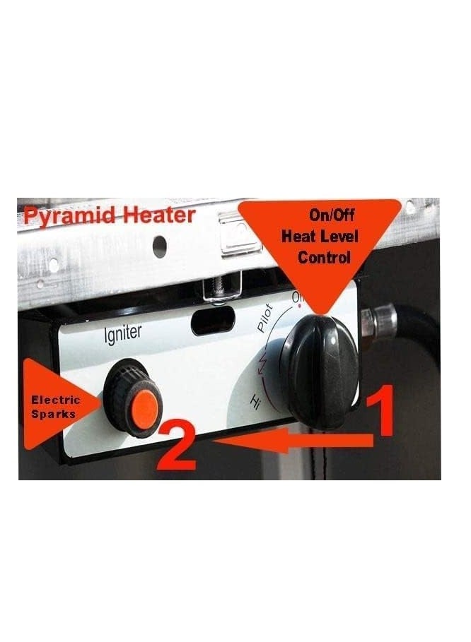 مدفأة غاز هرمية للفناء - مدفأة خارجية من الفولاذ المقاوم للصدأ مع أنبوب لهب من زجاج الكوارتز | ١٣ كيلو واط | عجلات لسهولة الحركة | للاستخدام في الحدائق والتراسات والمطاعم - Image 3