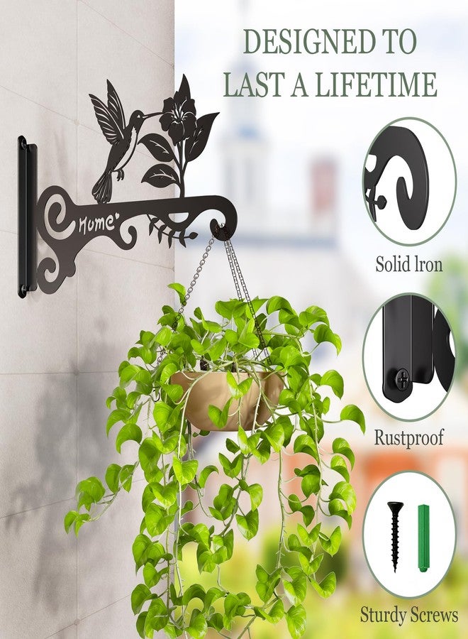 BBTFAA 10 Inch Metal Hanging Plant Hooks - Decorative Wall Plant Bracket with Bird Pattern for Indoor/Outdoor Use - Heavy Duty Plant Hangers for Flower Baskets, Bird Feeders, Wind Chimes, Lanterns (Black) - Image 4