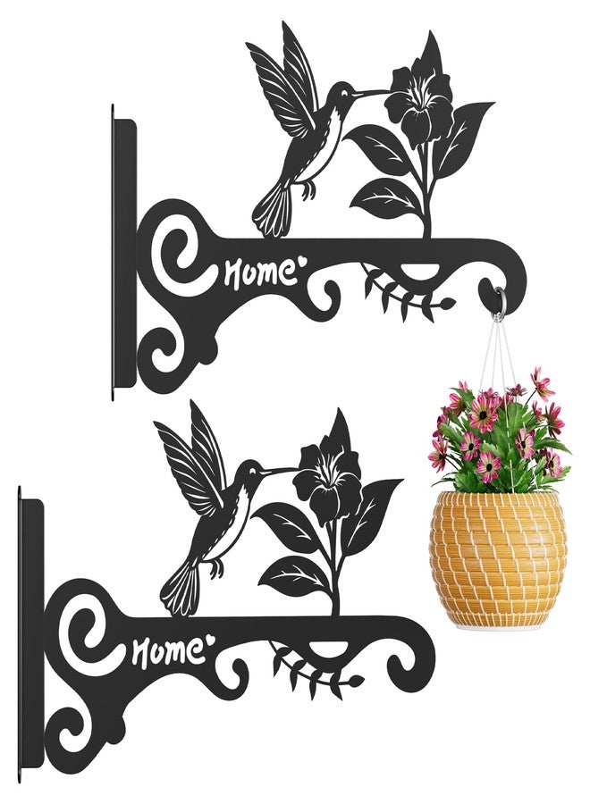 BBTFAA 10 Inch Metal Hanging Plant Hooks - Decorative Wall Plant Bracket with Bird Pattern for Indoor/Outdoor Use - Heavy Duty Plant Hangers for Flower Baskets, Bird Feeders, Wind Chimes, Lanterns (Black) - Image 1