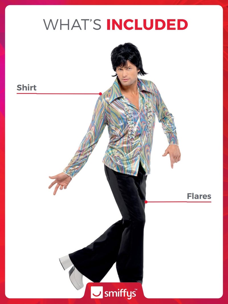 Smiffys Men 70s Retro Costume, Black, XL - US Size 46"-48" - Image 2