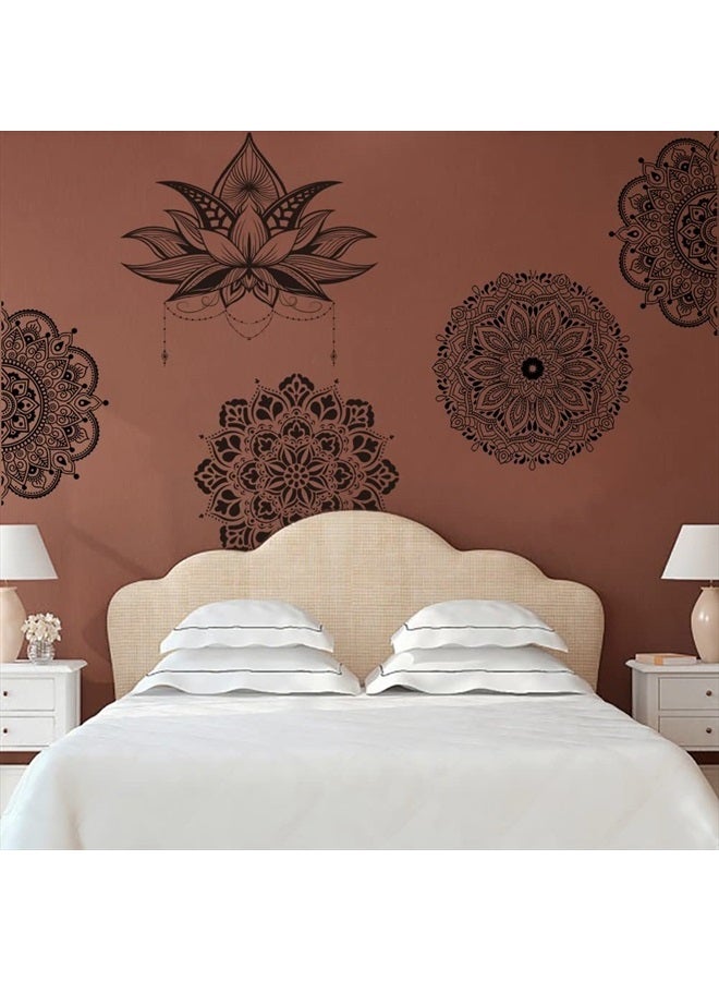 Runtoo Mandala Flower Wall Art Sticker Black Boho Lotus Floral Wall Decal for Living Room Bedroom Yoga Headboard India Decor  - Image 3