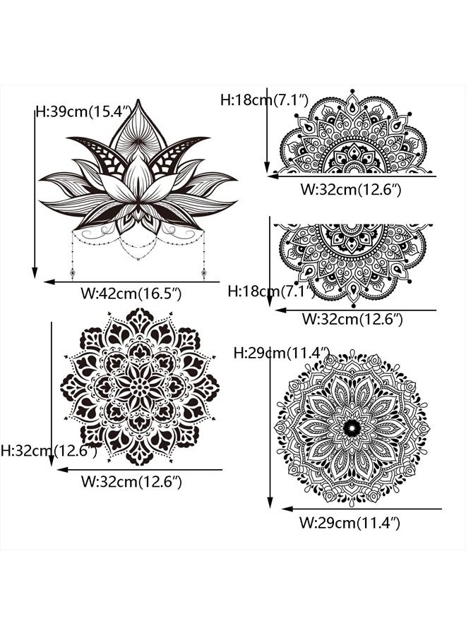 Runtoo Mandala Flower Wall Art Sticker Black Boho Lotus Floral Wall Decal for Living Room Bedroom Yoga Headboard India Decor  - Image 4